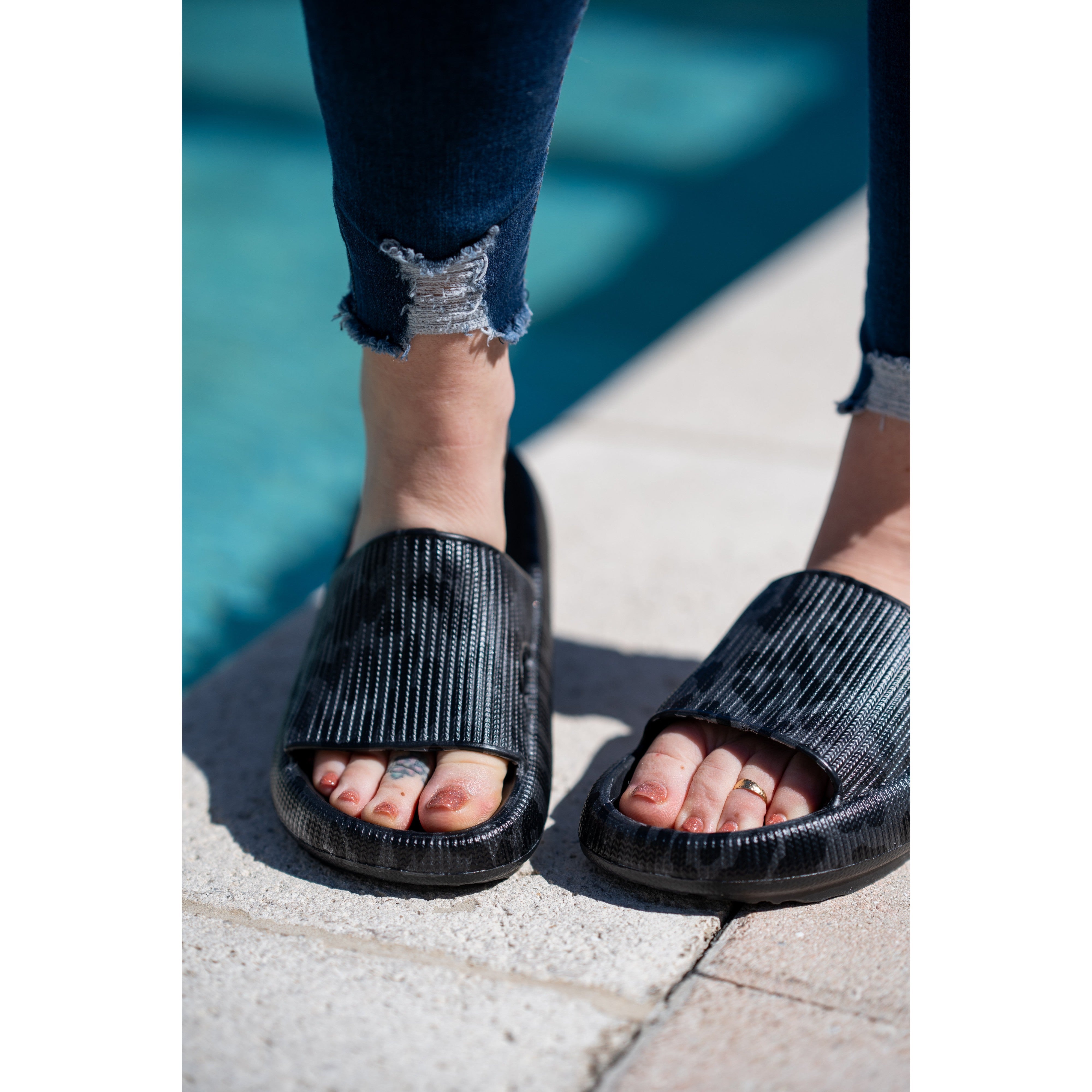 Ready to Ship | BLACK LEOPARD Insanely Comfy -Beach or Casual Slides